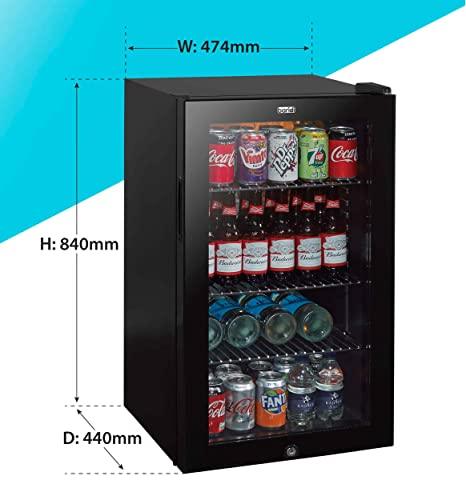 Baridi 85L Under Counter Drinks/Beer & Wine Cooler Fridge with Light, Black - DH13