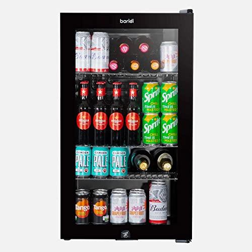 Baridi 85L Under Counter Drinks/Beer & Wine Cooler Fridge with Light, Black - DH13