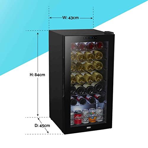 Baridi 28 Bottle Wine Cooler Fridge with Digital Touch Screen Controls & LED Light, Black - DH10