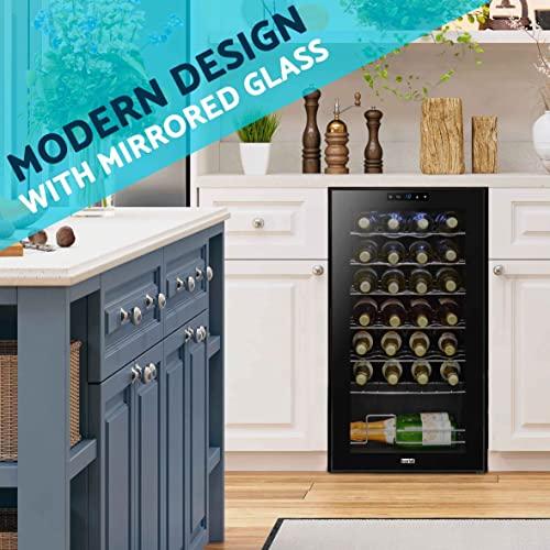 Baridi 28 Bottle Wine Cooler Fridge with Digital Touch Screen Controls & LED Light, Black - DH10