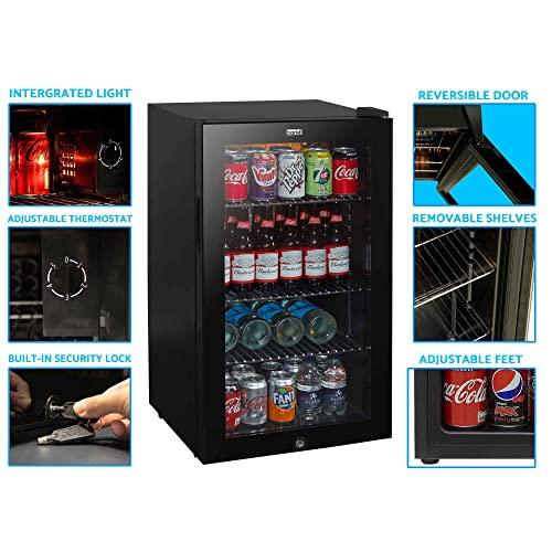 Baridi 85L Under Counter Drinks/Beer & Wine Cooler Fridge with Light, Black - DH13